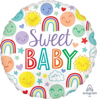 Sweet Baby rainbow foil balloon from the Dumbo Balloons baby collection