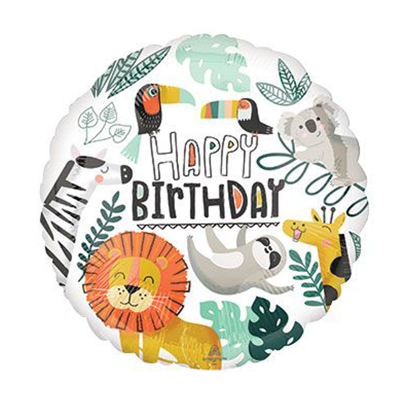 Wild Animals Happy Birthday Foil Balloon – 18 Inches