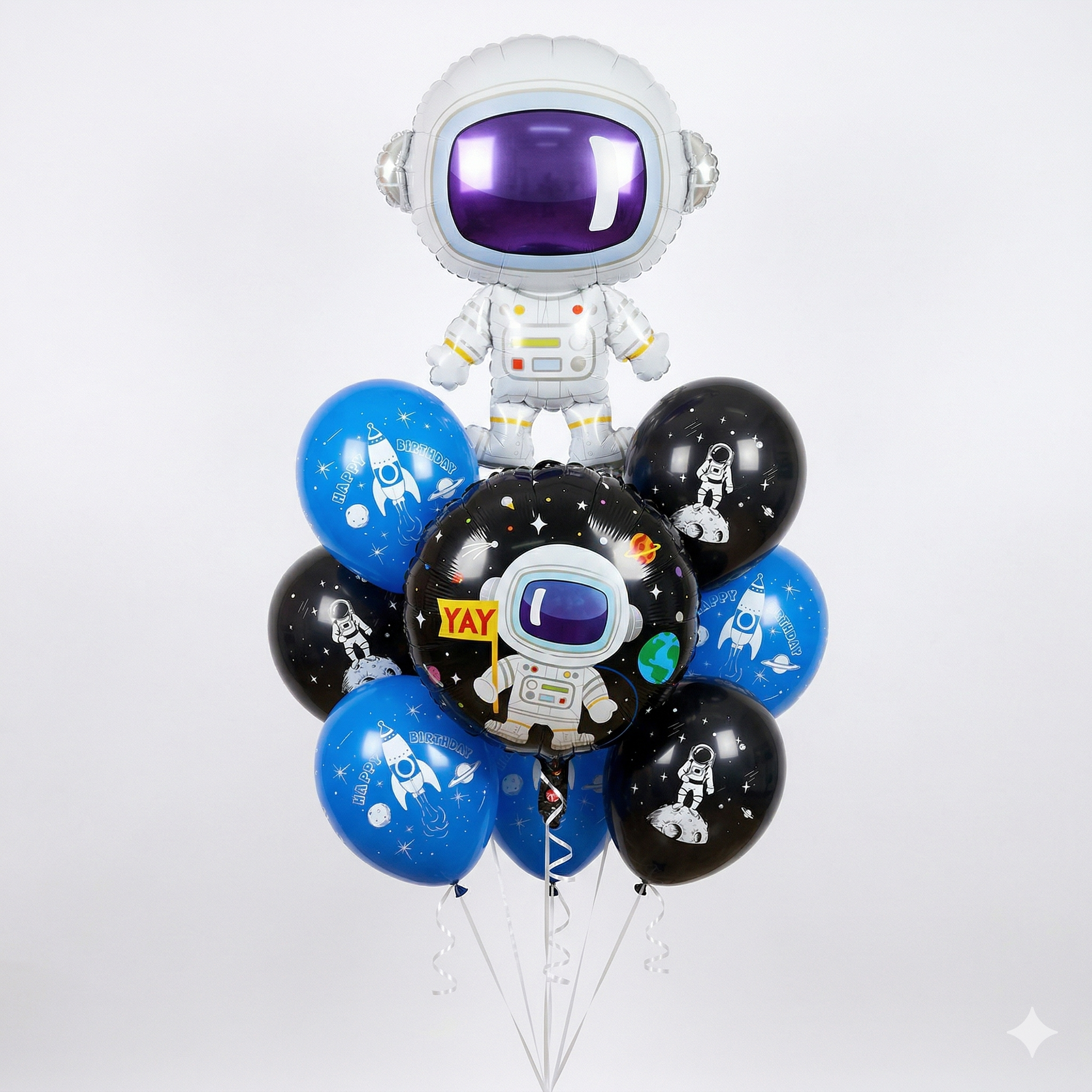 Space Explorer Birthday Balloon Bouquet – Blue & Black