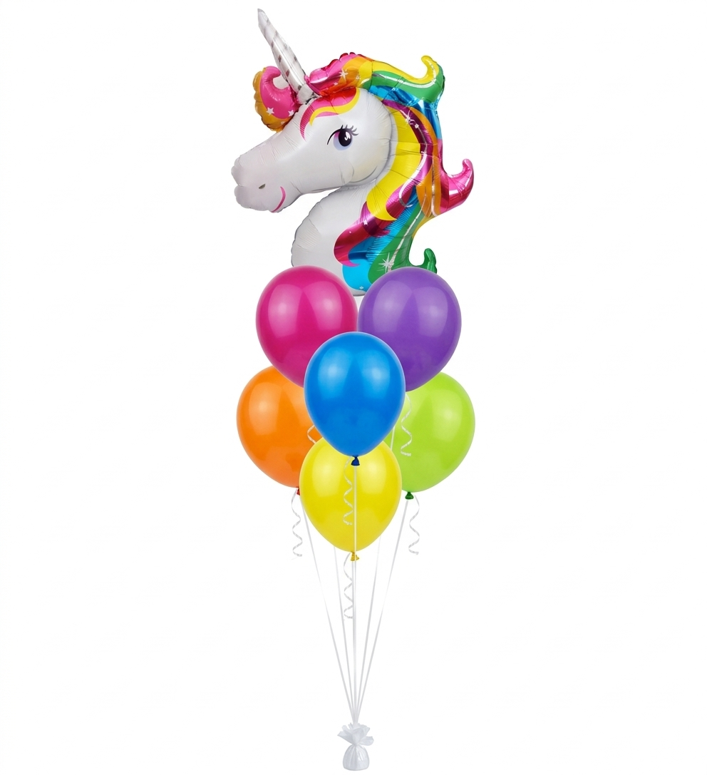 Rainbow Unicorn Birthday Balloon Bouquet