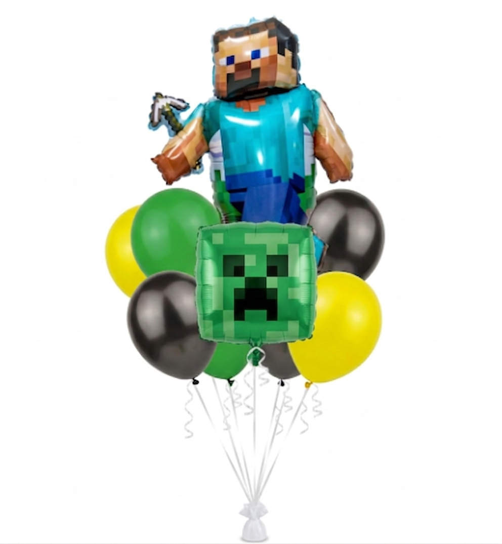 Minecraft Birthday Balloon Bouquet
