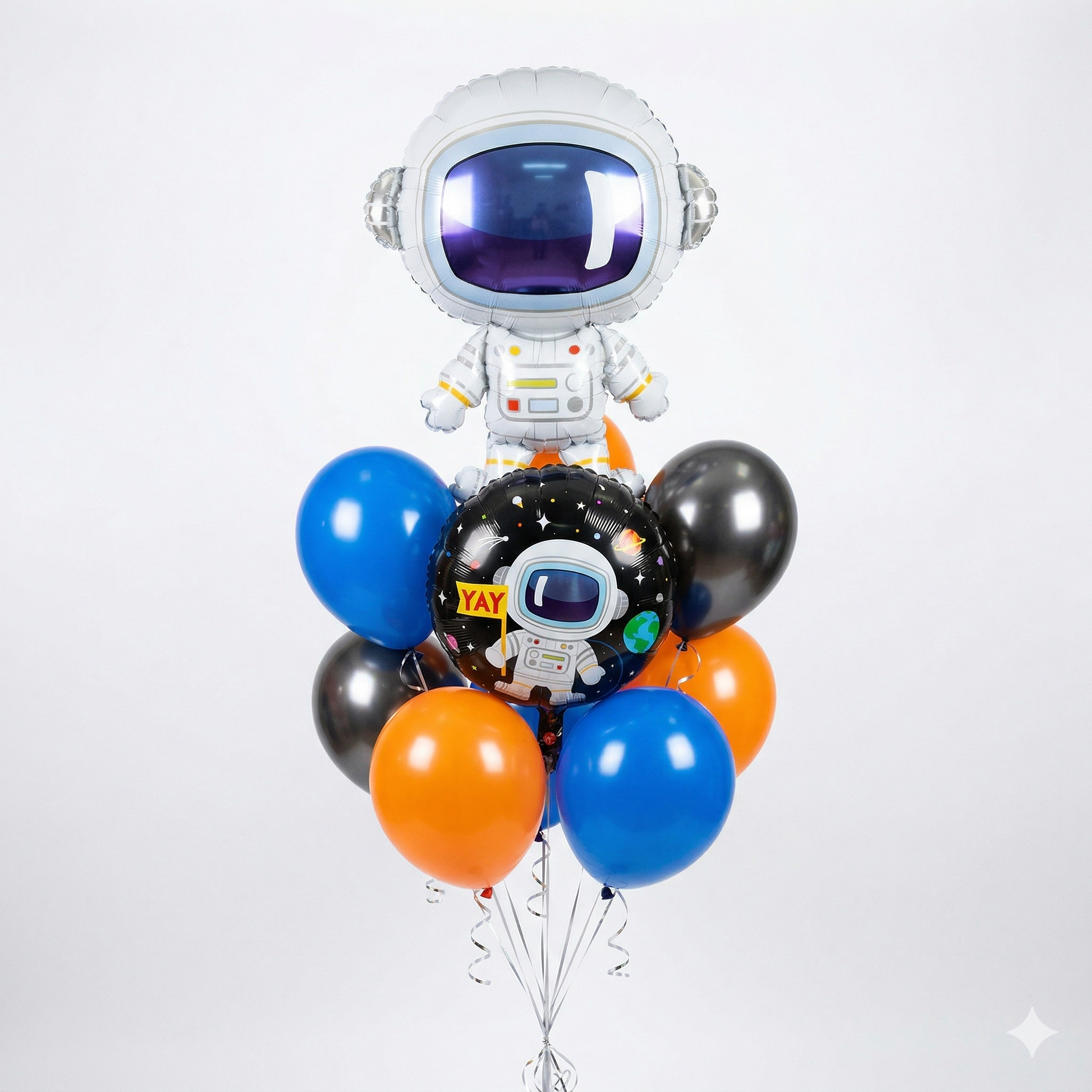 Space Explorer Birthday Balloon Bouquet – Blue, Black & Orange