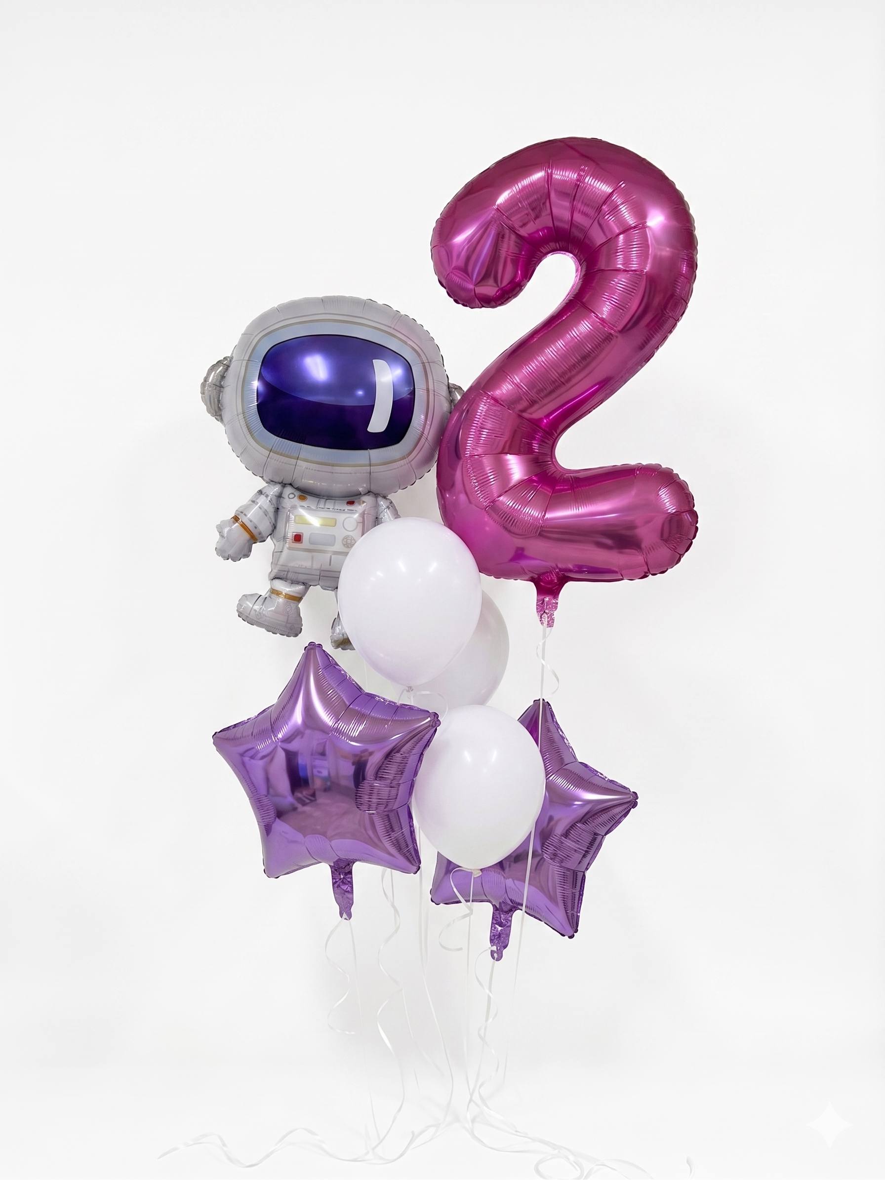 Girl Astronaut Birthday Balloon Bouquet – Pink Number