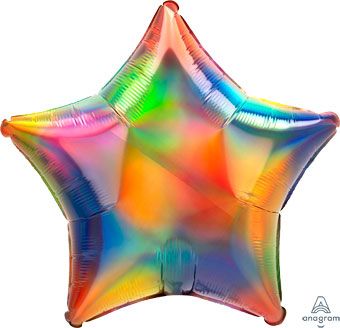 18 inch iridescent rainbow star foil balloon