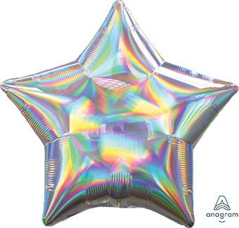 18 inch iridescent silver star foil balloon