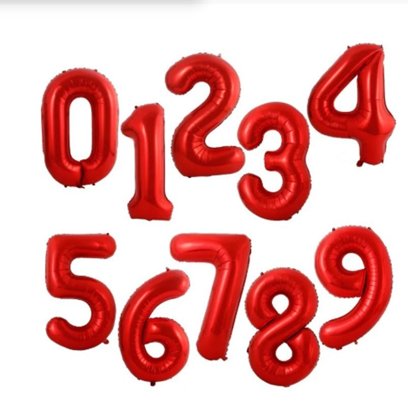 Red Number Balloons Set