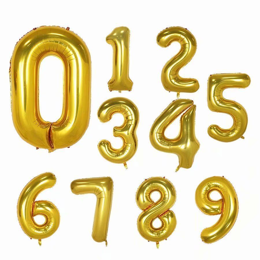 Gold Number Balloons Set