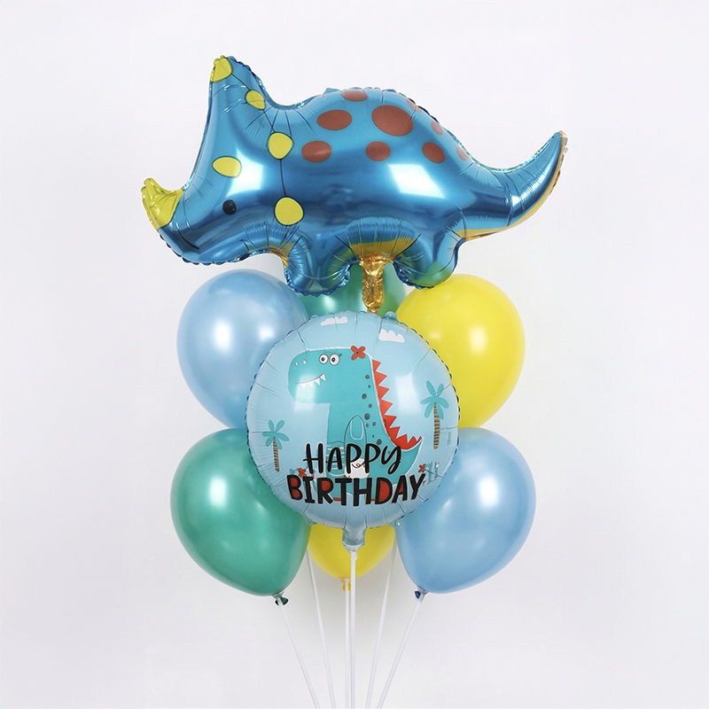 Dinosaur Birthday Balloon Bouquet – Triceratops Party Set