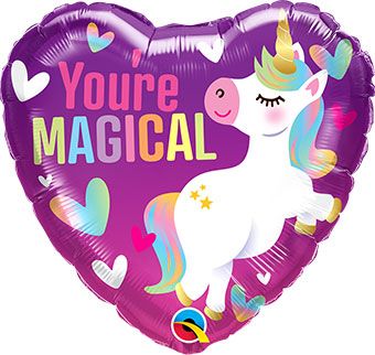 "You're Magical" Unicorn Heart Foil Balloon 18 Inch