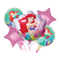 Ariel Little Mermaid birthday balloon bouquet with Ariel foils and pink stars