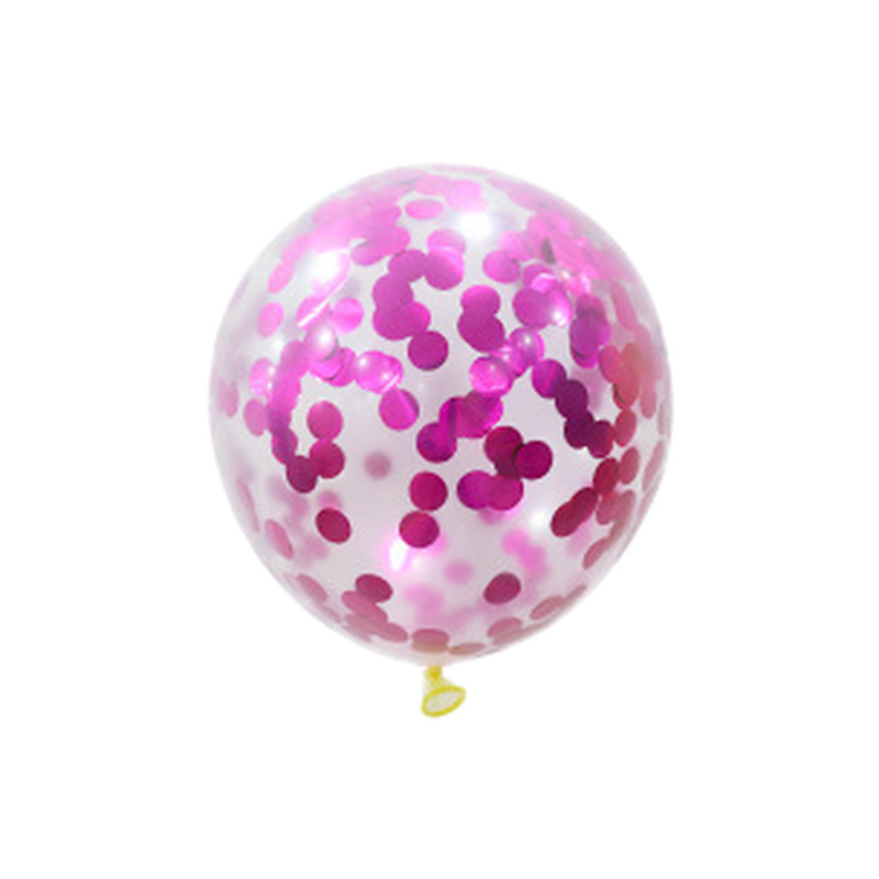 12-inch clear latex balloon with hot pink confetti