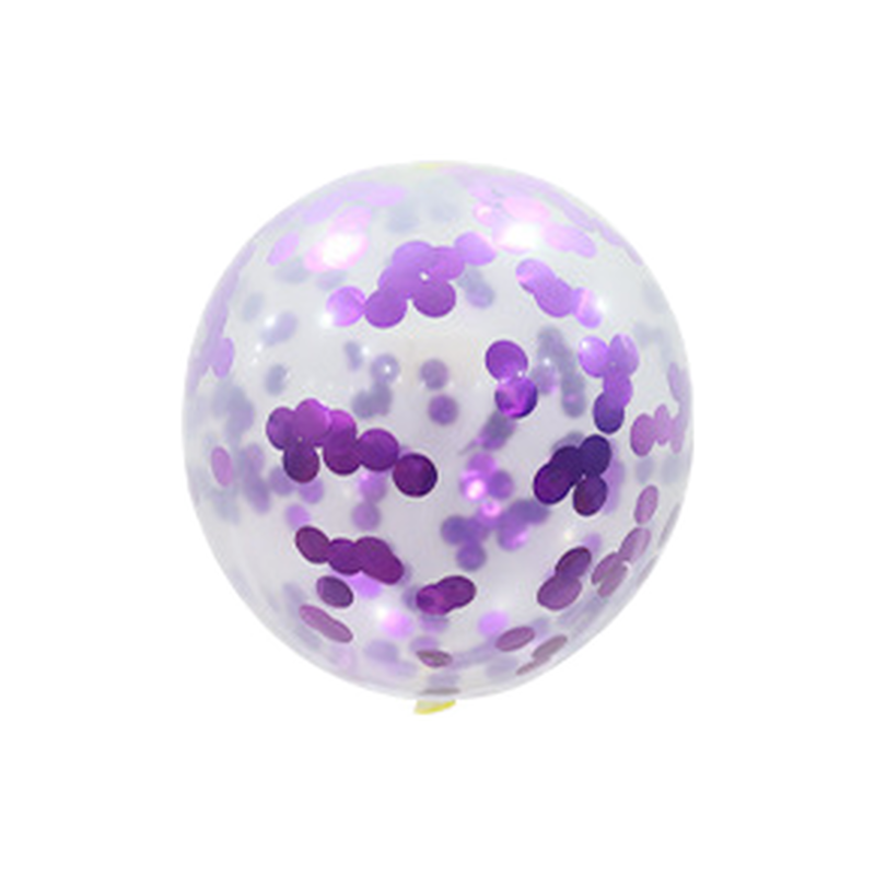 12-inch clear latex balloon with purple confetti