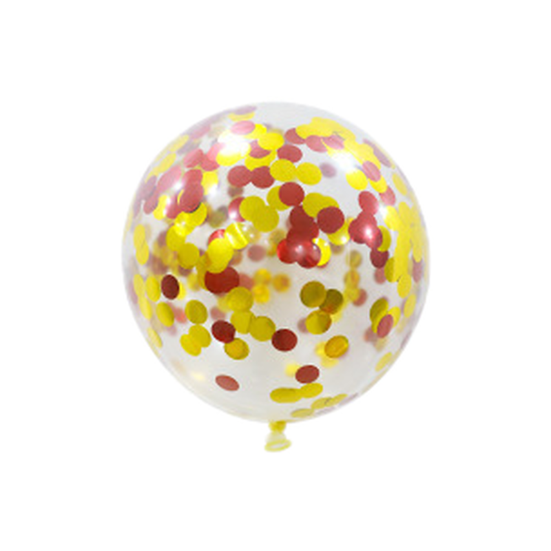 12-inch clear latex balloon with red and gold confetti