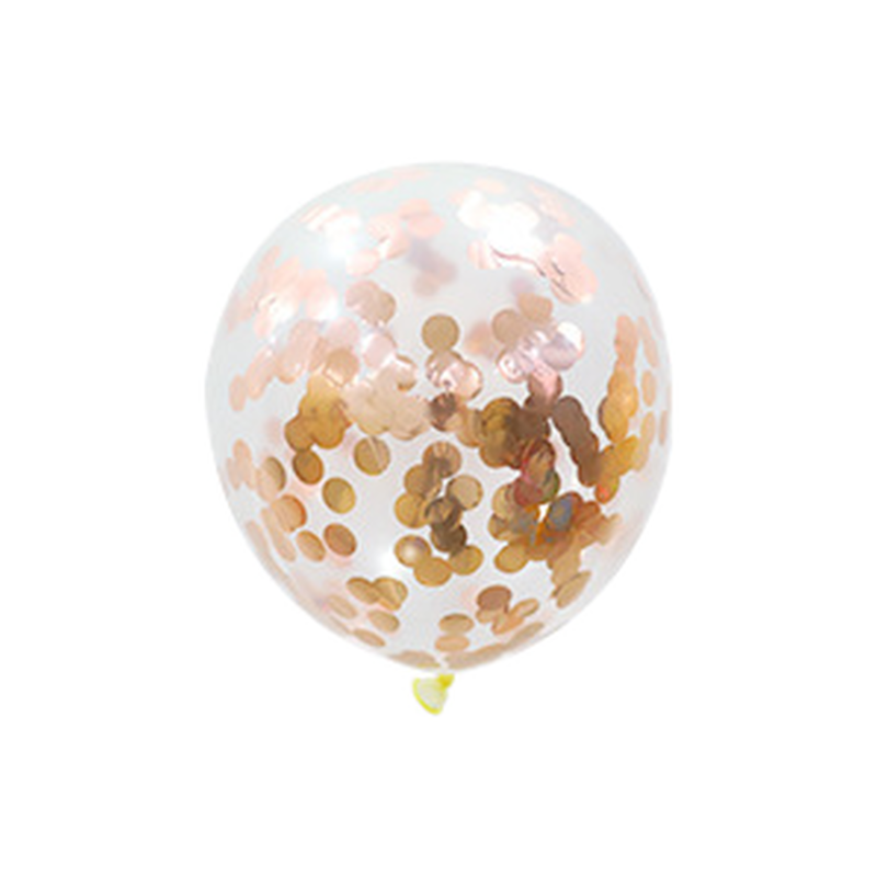 12-inch clear latex balloon with rose gold confetti