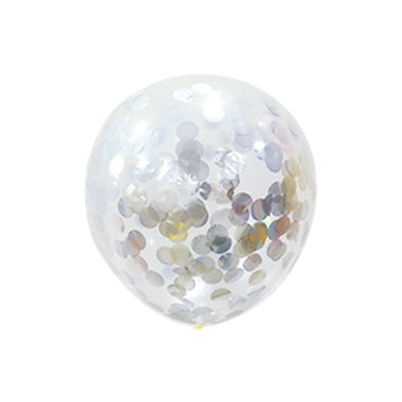 12-inch clear latex balloon with silver confetti