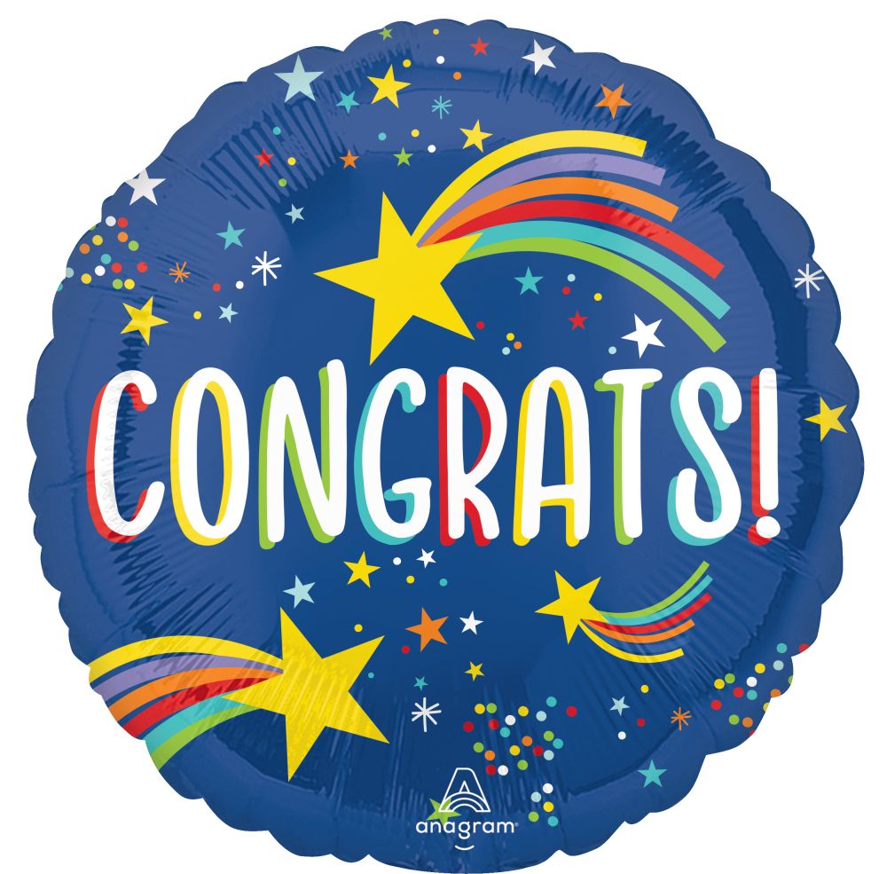 Congrats Rainbow Shooting Star 18" Balloon
