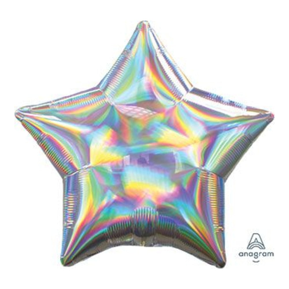 18 inch iridescent silver star foil balloon