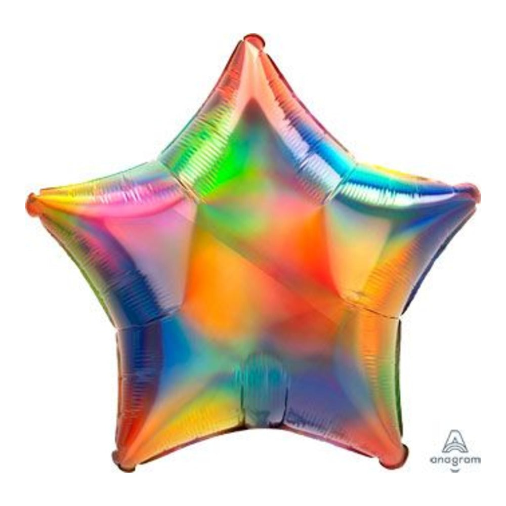 18 inch iridescent rainbow star foil balloon
