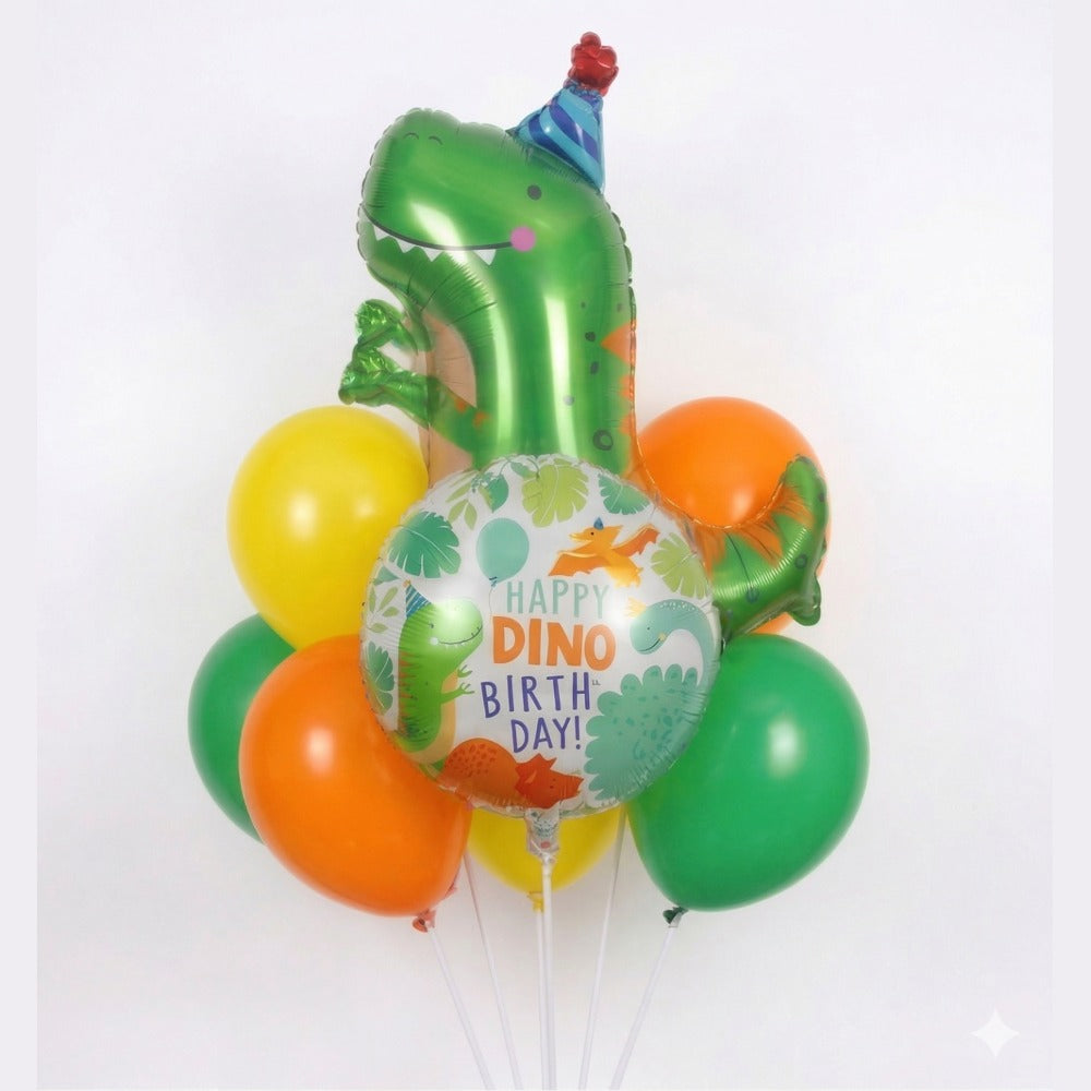 T-Rex dinosaur birthday balloon bouquet