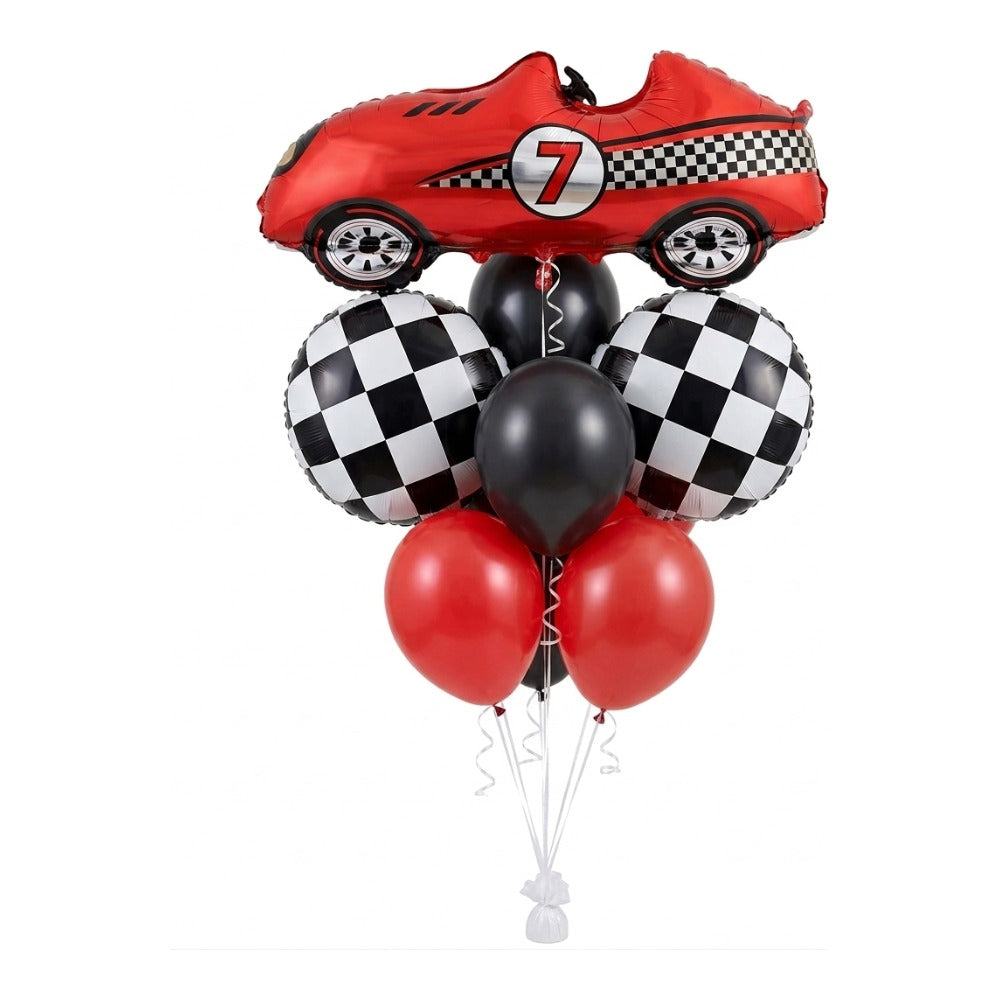 Race car birthday balloon bouquet