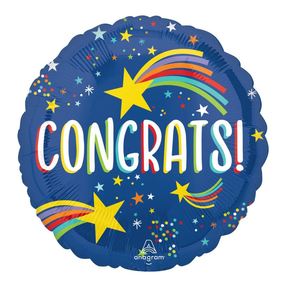 Congrats rainbow shooting star balloon, 18 inches