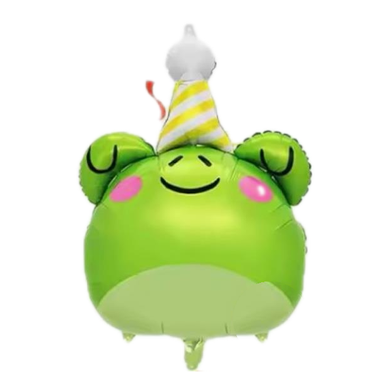 Party Animal Frog foil balloon in a party hat