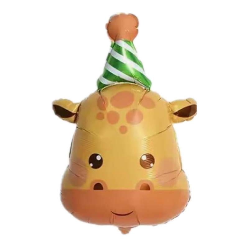 Party Animal Giraffe foil balloon in a party hat