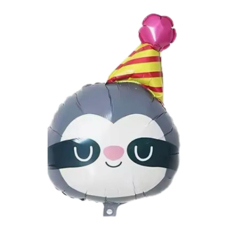 Party Animal Sloth foil balloon in a party hat