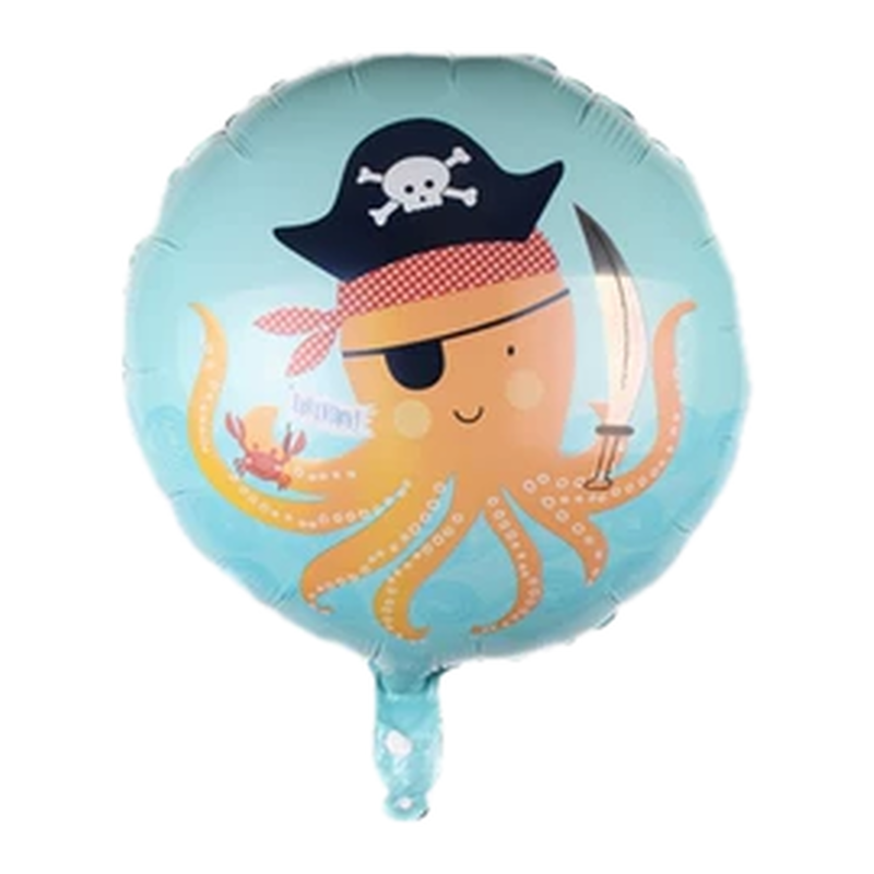 Pirate octopus side of 18-inch double-sided round balloon