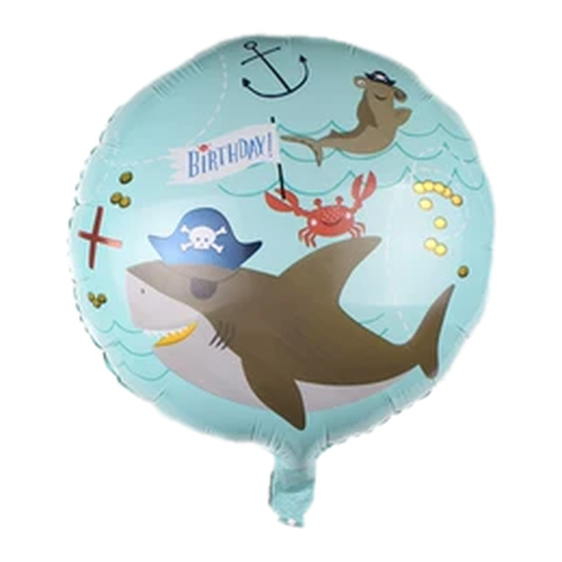Pirate shark side of 18-inch double-sided round balloon