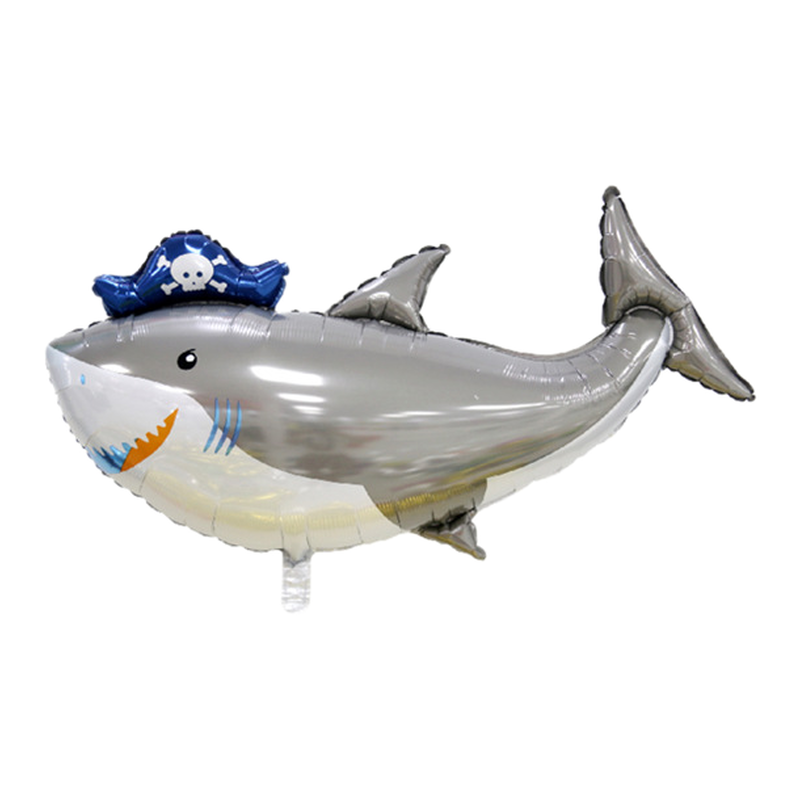 Pirate shark foil balloon, 35 inches