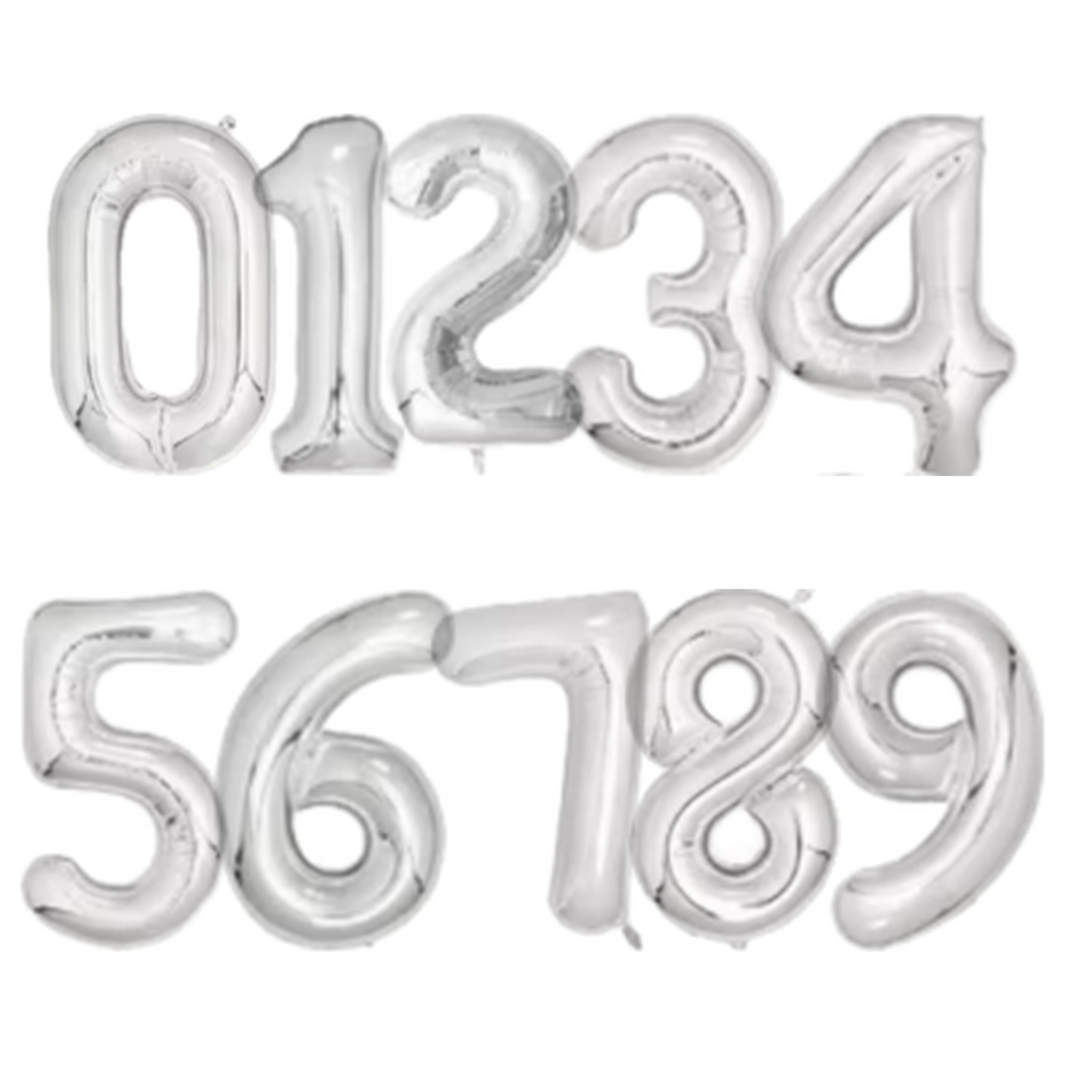 Silver Number Foil Balloons 0–9, 32 inches
